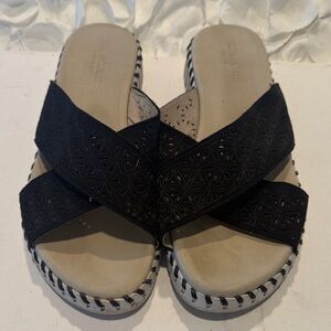 Stylish Black and Cream Women's Sandals